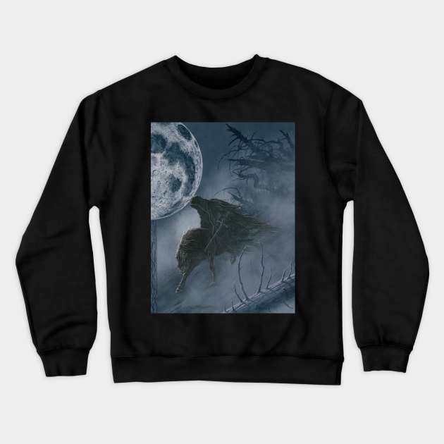 The Witchking Rides Under the Moon of Middle-earth Crewneck Sweatshirt by Kip Rasmussen Tolkien Art